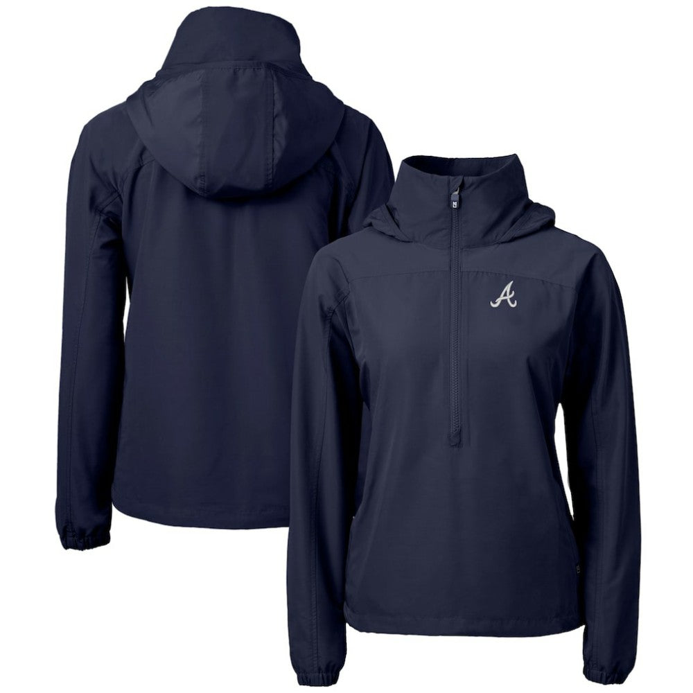 Atlanta Braves Cutter & Buck Women's Charter Eco Recycled Half-Zip Anorak Jacket - Navy Jackets