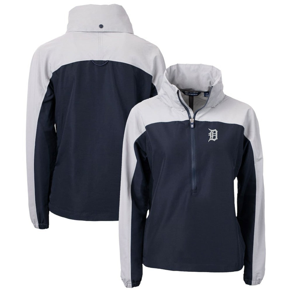 Detroit Tigers Cutter & Buck Women's Charter Eco Recycled Half-Zip Anorak Jacket - Navy Jackets