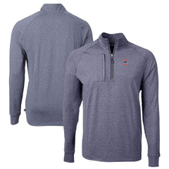 Chicago Cubs Cutter & Buck Big & Tall Adapt Eco Knit Stretch Recycled Quarter-Zip Pullover Top - Heather Navy Pullover