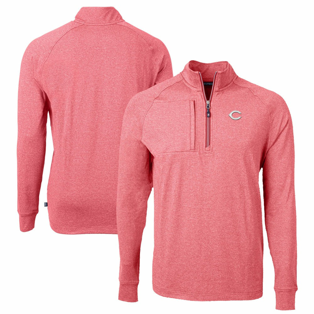 Cincinnati Reds Cutter & Buck Big & Tall Adapt Eco Knit Stretch Recycled Quarter-Zip Pullover Top - Heather Red Pullover