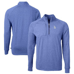Los Angeles Dodgers Cutter & Buck Big & Tall Adapt Eco Knit Stretch Recycled Quarter-Zip Pullover Top - Heather Royal Pullover