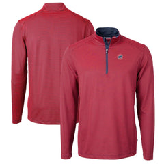 Chicago Cubs Cutter & Buck Virtue Eco Pique Micro Stripe Big & Tall Recycled Quarter-Zip Pullover Top - Red/Navy Pullover