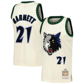 Kevin Garnett Minnesota Timberwolves Chainstitch Swingman Jersey Cream - Mitchell & Ness