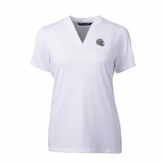 Las Vegas Raiders Cutter & Buck Women's Helmet Logo DryTec Forge Stretch V-Neck Blade Top - White Tops