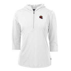 Washington Commanders Cutter & Buck Women's Helmet Logo DryTec Virtue Eco Pique Recycled Half-Zip Pullover Hoodie - White Hoodies