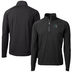 Philadelphia Eagles Cutter & Buck Helmet Adapt Eco Knit Hybrid Recycled Quarter-Zip Pullover Top - Black Pullover