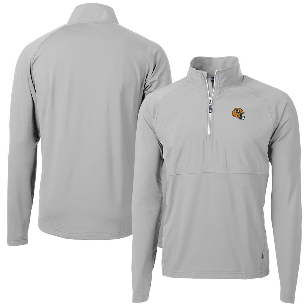 Green Bay Packers Cutter & Buck Helmet Adapt Eco Knit Hybrid Recycled Quarter-Zip Pullover Top - Silver Pullover