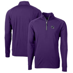 Minnesota Vikings Cutter & Buck Helmet Adapt Eco Knit Stretch Recycled Quarter-Zip Pullover Top - Purple Pullover