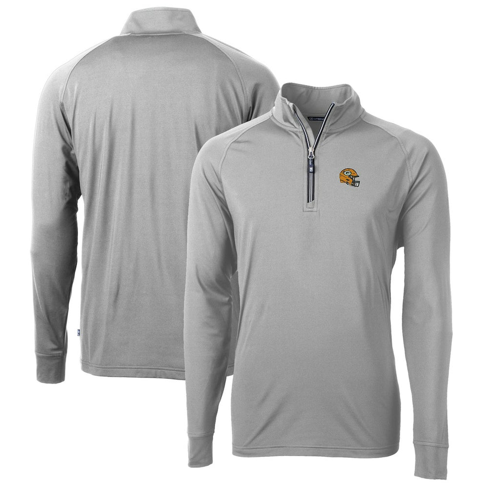 Green Bay Packers Cutter & Buck Helmet Adapt Eco Knit Stretch Recycled Quarter-Zip Pullover Top - Silver Pullover
