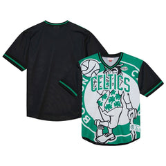Boston Celtics Jumbotron 3.0 Mesh V-Neck T-Shirt Kelly Green - Mitchell & Ness