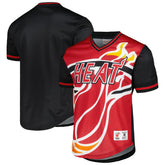 Miami Heat Jumbotron 3.0 Mesh V-Neck T-Shirt Red - Mitchell & Ness