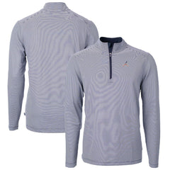 Atlanta Braves Cutter & Buck Americana Logo Big & Tall Virtue Eco Pique Recycled Quarter-Zip Pullover Top - Navy Pullover