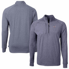 Cincinnati Reds Cutter & Buck Americana Logo Big & Tall Adapt Eco Knit Stretch Recycled Quarter-Zip Pullover Top - Heather Navy Pullover