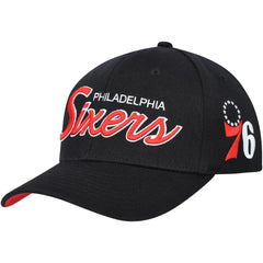 Philadelphia 76ers MVP Team Script 2.0 Stretch-Snapback Hat Black - Mitchell & Ness