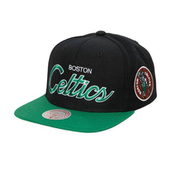 Boston Celtics Hardwood Classics MVP Team Script 2.0 Snapback Hat Black - Mitchell & Ness