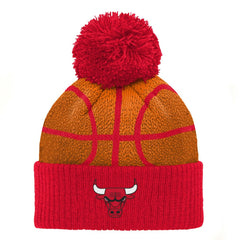 Chicago Bulls Preschool Basketball Head Cuffed Knit Hat with Pom Red outlet