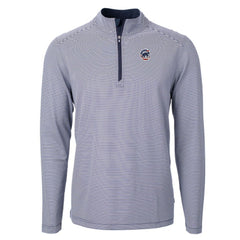 Chicago Cubs Cutter & Buck Americana Logo Virtue Eco Pique Stripe Recycled Quarter-Zip Pullover Top - Navy Pullover