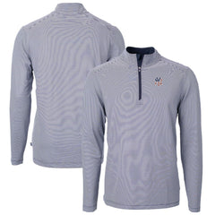 New York Yankees Cutter & Buck Americana Logo Virtue Eco Pique Stripe Recycled Quarter-Zip Pullover Top - Navy Pullover