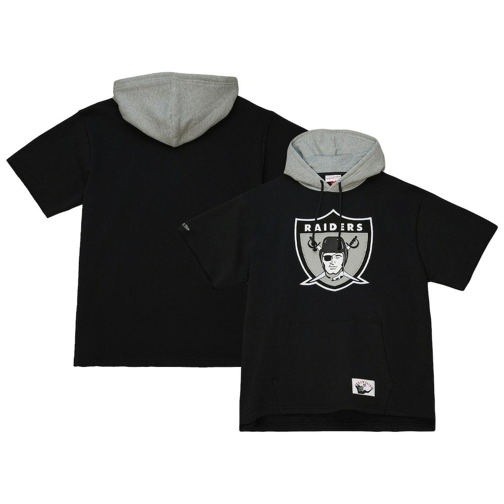 Las Vegas Raiders Postgame Short Sleeve Hoodie - Black Hoodies