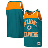 Miami Dolphins Gridiron Classics Heritage Colorblock Tank Top - Teal/Orange Tops