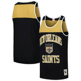 New Orleans Saints Gridiron Classics Heritage Colorblock Tank Top - Black/Gold Tops