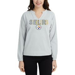 Pittsburgh Steelers Concepts Sport Women's Sunray Notch Neck Long Sleeve Top - Gray Tops