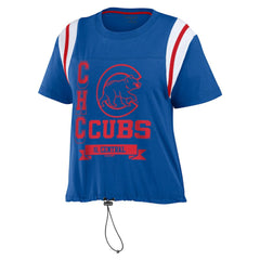 Chicago Cubs WEAR by Erin Andrews Women's Cinched Colorblock T-Shirt - Royal T-shirts