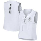 Chicago White Sox WEAR by Erin Andrews Women's Lace-Up Tank Top - White Tanks