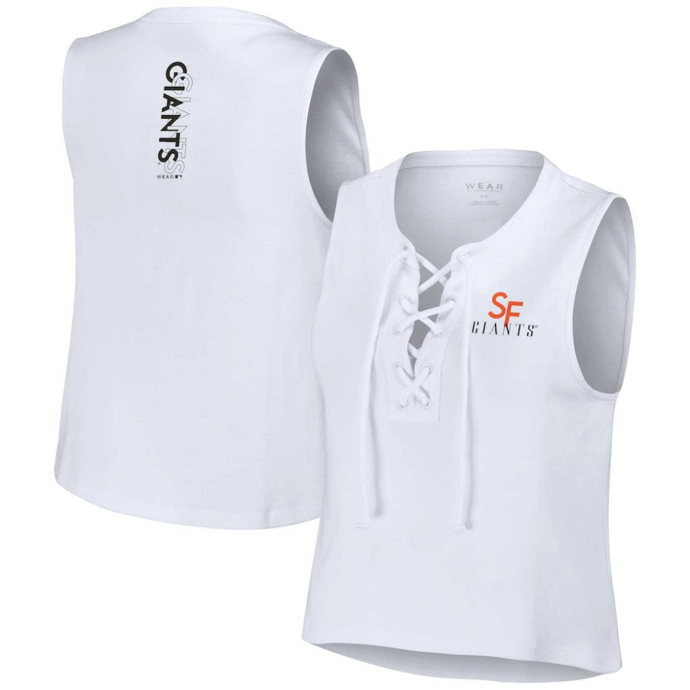 San Francisco Giants WEAR by Erin Andrews Women's Lace-Up Tank Top - White Tanks