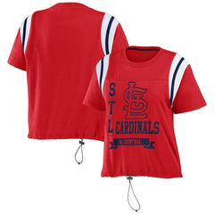 St. Louis Cardinals WEAR by Erin Andrews Women's Cinched Colorblock T-Shirt - Red T-shirts