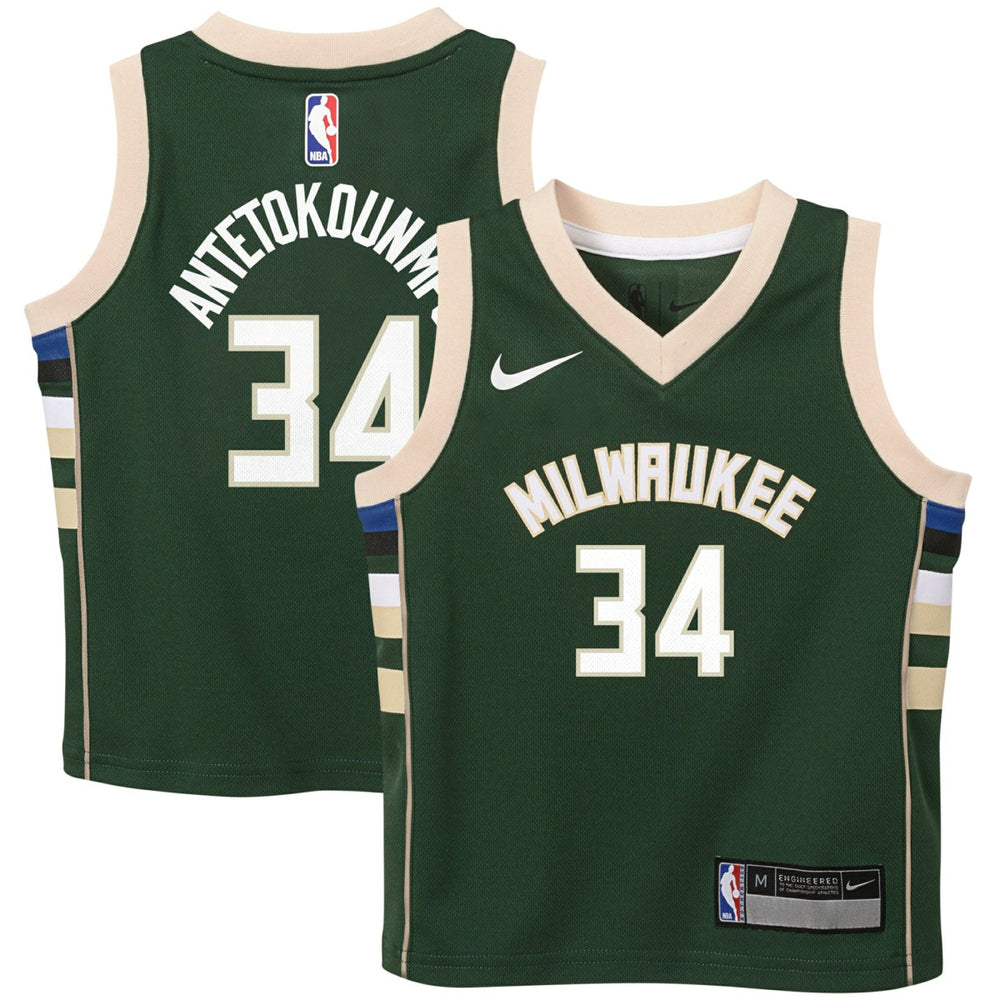 Giannis Antetokounmpo Milwaukee Bucks Preschool Swingman Player Jersey Icon Edition Hunter Green - Nike