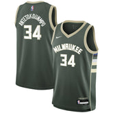 Giannis Antetokounmpo Milwaukee Bucks Youth Swingman Jersey Icon Edition Hunter Green - Nike