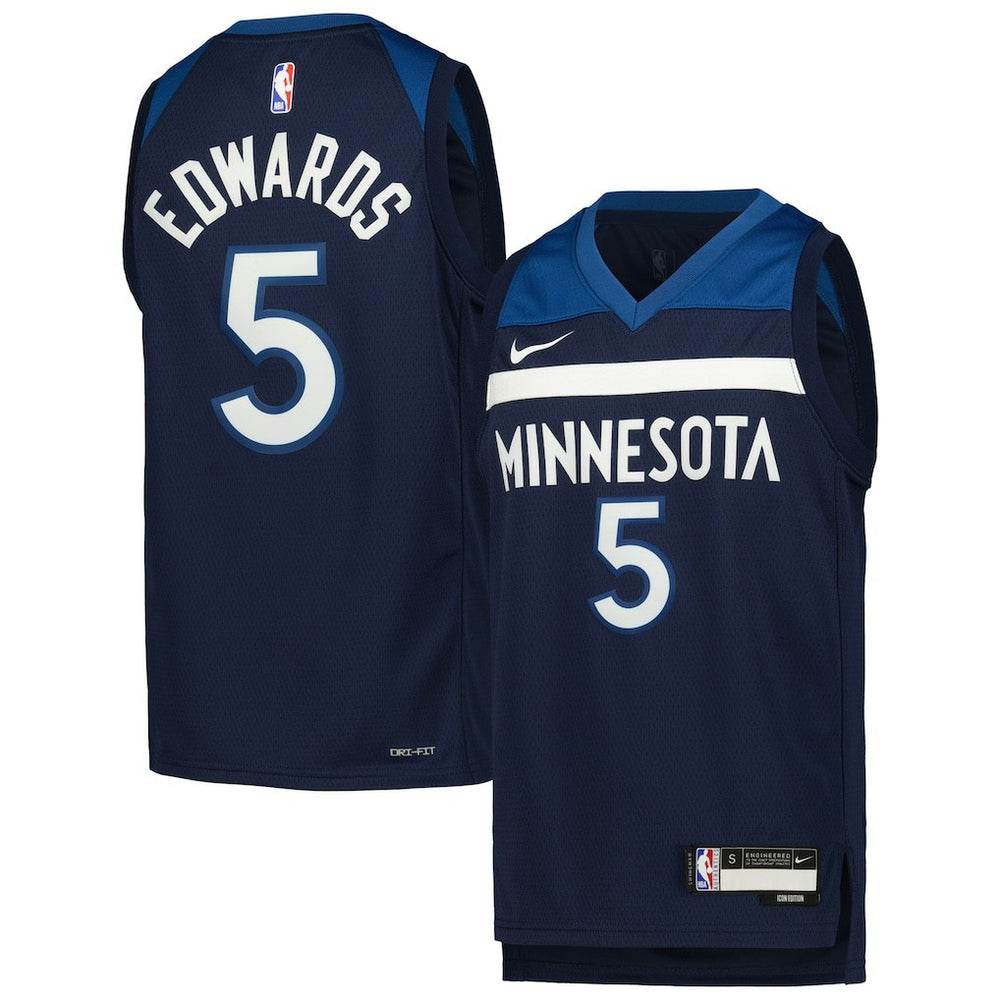 Anthony Edwards Minnesota Timberwolves Youth Swingman Jersey Icon Edition Navy - Nike