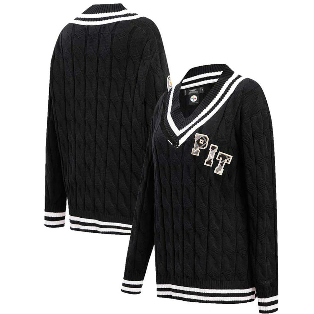 Pittsburgh Steelers Pro Standard Women's Prep V-Neck Pullover Sweater - Black Pullover