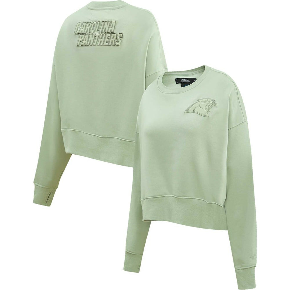 Carolina Panthers Pro Standard Women's Oversized Cropped Neutral Pullover Sweatshirt - Light Green Pullover