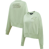 Carolina Panthers Pro Standard Women's Oversized Cropped Neutral Pullover Sweatshirt - Light Green Pullover