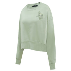 Minnesota Vikings Pro Standard Women's Oversized Cropped Neutral Pullover Sweatshirt - Light Green Pullover