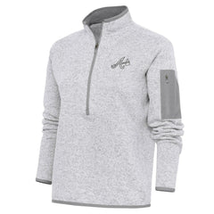 Atlanta Braves Antigua Women's Brushed Metallic Fortune Half-Zip Pullover Jacket - Heather Gray Jackets