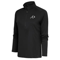 Atlanta Braves Antigua Women's Brushed Metallic Tribute Half-Zip Pullover Top - Gray Pullover