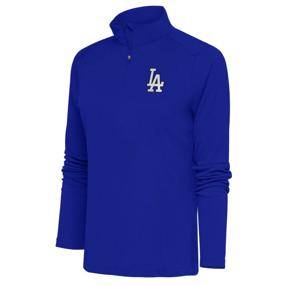 Los Angeles Dodgers Antigua Women's Brushed Metallic Tribute Half-Zip Pullover Top - Royal Pullover