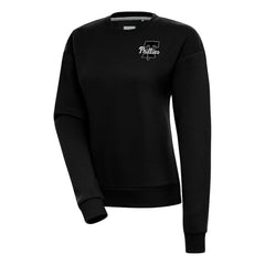 Philadelphia Phillies Antigua Women's Brushed Metallic Victory Pullover Sweatshirt - Black Pullover