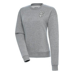 San Francisco Giants Antigua Women's Brushed Metallic Victory Pullover Sweatshirt - Heather Gray Pullover