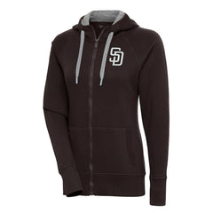 San Diego Padres Antigua Women's Brushed Metallic Victory Full-Zip Hoodie - Brown Hoodies