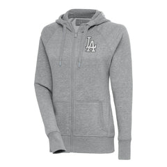 Los Angeles Dodgers Antigua Women's Brushed Metallic Victory Full-Zip Hoodie - Heather Gray Hoodies