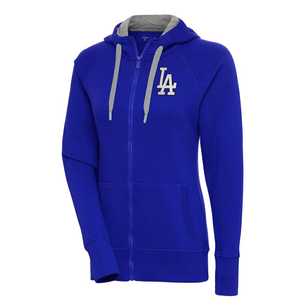 Los Angeles Dodgers Antigua Women's Brushed Metallic Victory Full-Zip Hoodie - Royal Hoodies