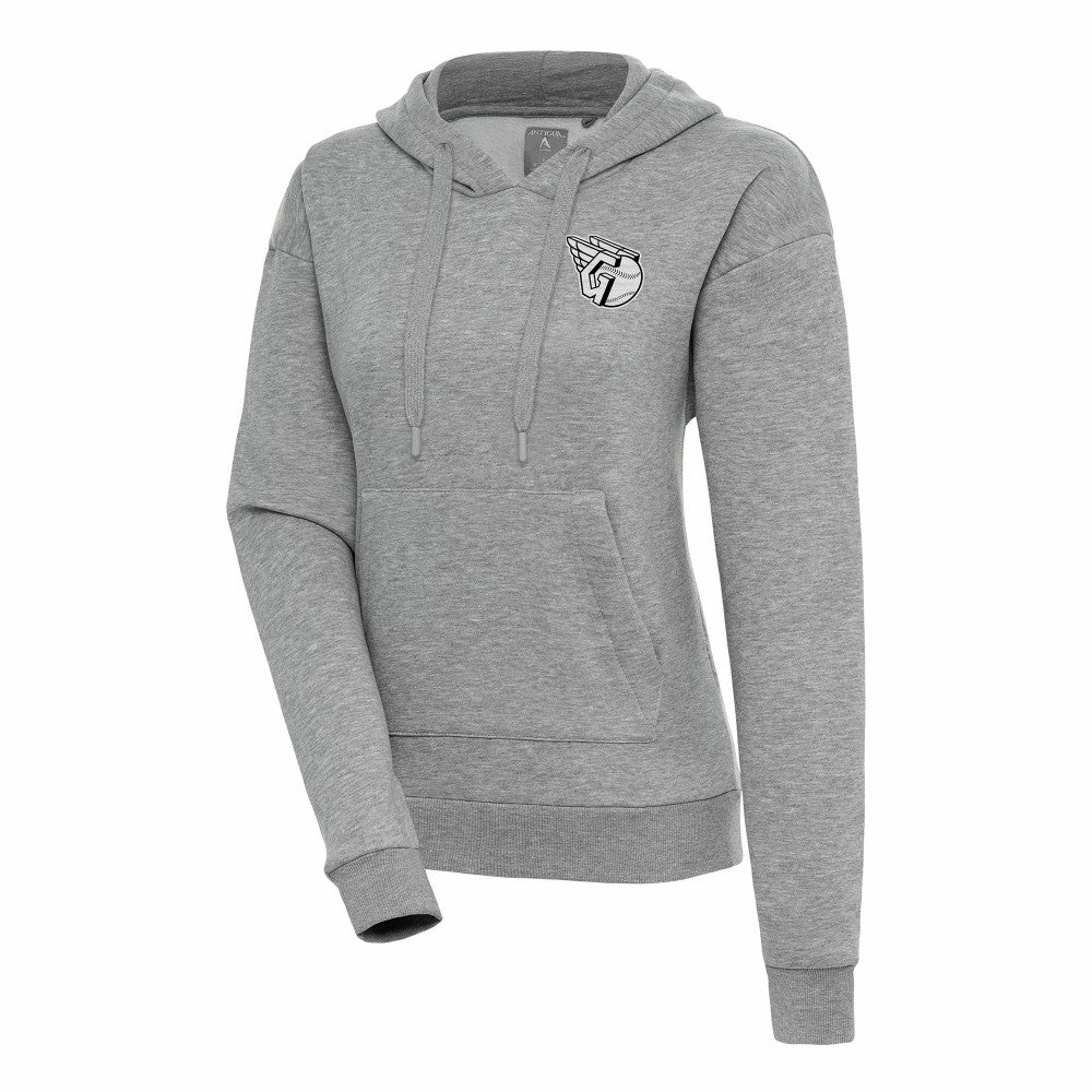 Cleveland Guardians Antigua Women's Brushed Metallic Victory Pullover Hoodie - Heather Gray Hoodies