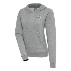 Detroit Tigers Antigua Women's Brushed Metallic Victory Pullover Hoodie - Heather Gray Hoodies