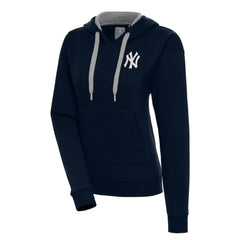 New York Yankees Antigua Women's Brushed Metallic Victory Pullover Hoodie - Navy Hoodies
