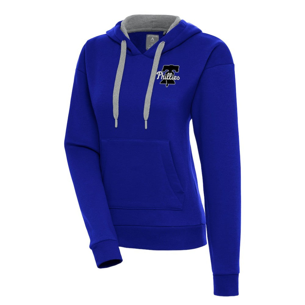 Philadelphia Phillies Antigua Women's Brushed Metallic Victory Pullover Hoodie - Royal Hoodies