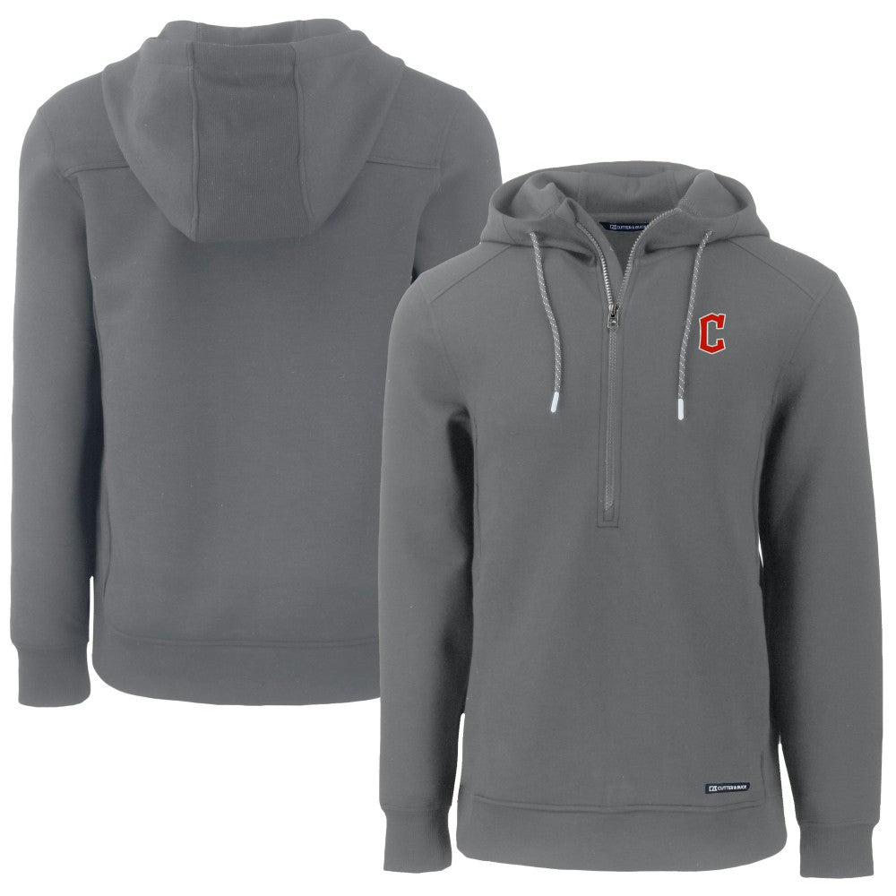 Cleveland Guardians Cutter & Buck Roam Eco Half-Zip Recycled Pullover Hoodie - Gray Hoodies